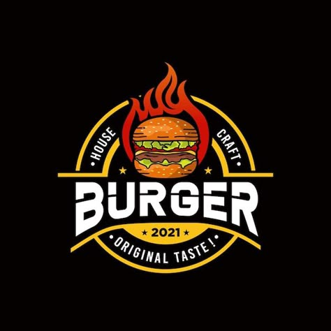 Vector plantilla de logotipo de hamburgu... | Premium Vector #Freepik #vector #hamburguesa #logo-hamburguesa #hamburguesa-queso #carne-hamburguesa Burger Logo Design, Resturant Logo, Burger Vector, Burger Logo, Fast Food Logos, House Logo Design, Burger Restaurant, Food Logo Design, Drinks Logo