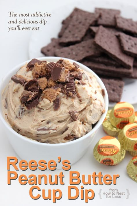 Peanut Butter Cup Dip, Peanut Butter Dip, Reese's Chocolate, Reese's Peanut Butter Cup, Sweet Dips, Reeses Peanut Butter Cups, Dessert Dips, Peanut Butter Cup, Reeses Peanut Butter