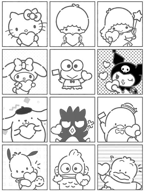 Sanrio Coloring Pages Printable, Sanrio Coloring Pages, Sanrio Coloring, Doodles Kawaii, Hello Kitty Colouring Pages, Images Hello Kitty, Hello Kitty Printables, Hello Kitty Crafts, Kitty Coloring