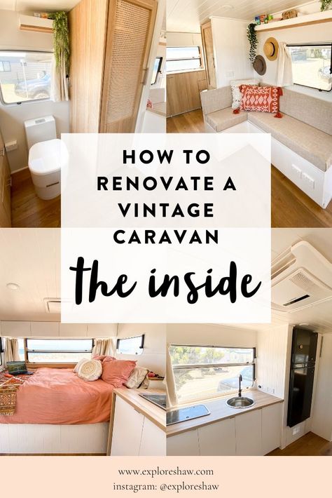 Caravan Renovation Diy, Caravan Interior Makeover, Viscount Caravan, Vintage Caravan Interiors, Diy Caravan, Caravan Vintage, Caravan Living, Little Beach House, Caravan Decor