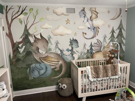 How To Train Your Dragon Nursery Theme, Dragon Nursery Girl, Dragon Nursery Boy, Fantasy Themed Nursery, Baby Dragon Nursery, Dragon Baby Nursery, Fantasy Nursery Theme, Dragon Nursery Theme, Enchanted Forest Nursery