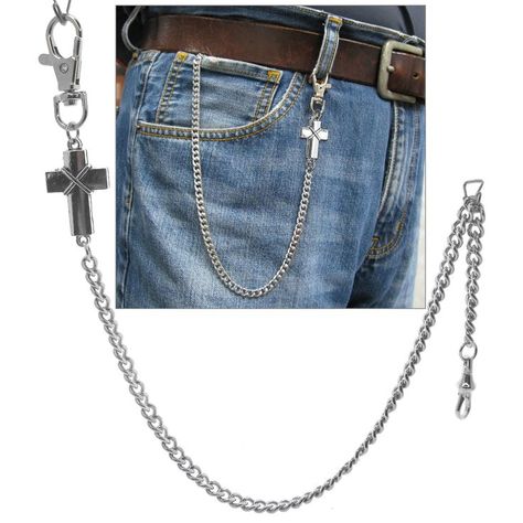 Silver Pocket Watch Albert Chain with Cross Fob Chain With Cross, Note Reminder, Silver Pocket Watch, Religious Cross, Pocket Watch Chain, Chain Silver, Watch Chain, Chains For Men, Chain Lengths