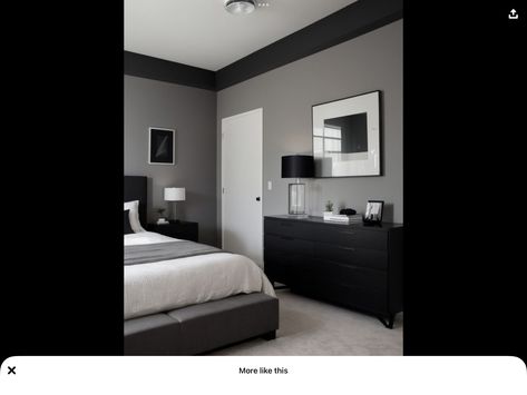 Gray Bedroom Design, Gray Accent Wall Bedroom, Black White And Grey Bedroom, Black And Grey Bedroom, Light Gray Bedroom, Grey Bedroom Design, Gray Bedroom Walls, Mens Bedroom Decor, Black Bedroom Decor