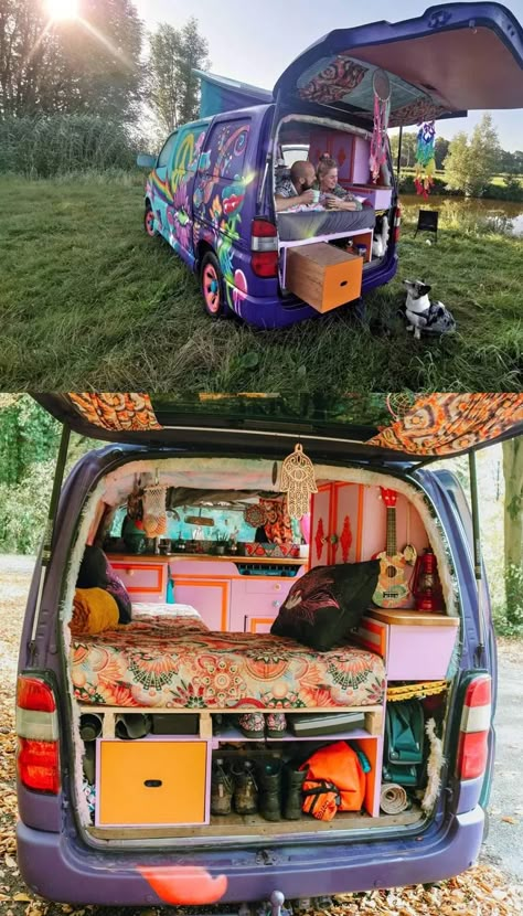 Combi Hippie, Hiace Camper, Hippie Camper, Minivan Camper, Kangoo Camper, Minivan Camper Conversion, Minivan Camping, Micro Camper, Campervan Life