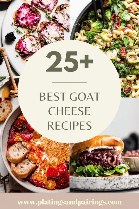 Fancy Cheese Recipes, Shrimp Goat Cheese Salad, Best Goat Cheese Recipes, Dinner Ideas With Goat Cheese, Uses For Goat Cheese, Mediterranean Goat Cheese Recipes, Desserts With Goat Cheese, Whipped Goat Cheese Recipes, Goat Cheese And Crackers Appetizers