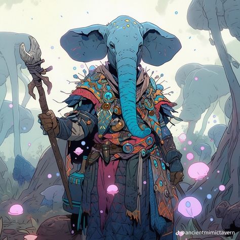 Female Loxodon, Loxodon Paladin, Loxodon Druid, Loxodon Dnd, Rpg Npc, Fae Folk, Creature Character, Dnd Races, Dnd Inspiration