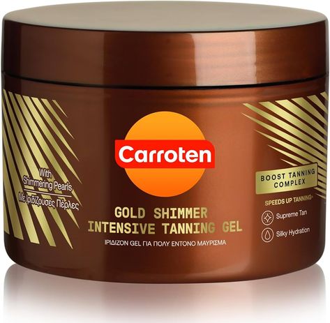 Amazon.com : Carroten Gold Shimmer Tanning Gel SPF0 150ml 5oz : Beauty & Personal Care Tanning Aesthetic, Tanning Goals, Sunbed Tanning, Tanning Gel, Tan Accelerator, Tanning Routine, Best Tanning Lotion, Summer Needs, Bronze Tan