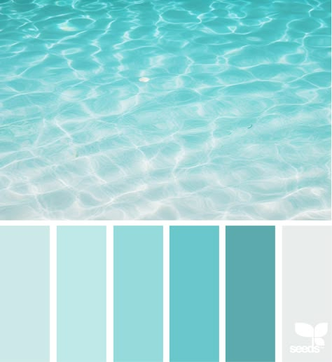 Design Seeds: Color Swim Turquoise Colour Palette, Beachy Paint Colors, Beach House Paint Colors, Color Thesaurus, Ocean Color Palette, Inspiration Color Palettes, Beach Color Palettes, Teal Color Schemes, Sea Bright