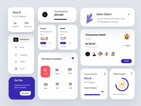 UI Elements/Components-UX/UI Design by Hira Riaz on Dribbble Ux Wireframe, Ui Design Dashboard, Wireframe Design, Card Ui, Ui Design Mobile, App Interface Design, Widget Design, Ui Components, App Design Inspiration