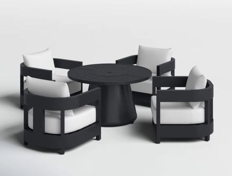 Everlee 5-Pc Fire Chat Set, White … curated on LTK Outside Table And Chairs Outdoor Furniture, Black And White Outdoor Furniture, Black Patio Furniture, Black Outdoor Furniture, Comfortable Outdoor Furniture, Outdoor Swivel Chair, Outdoor Seating Set, Fabric Frame, Sunbrella Cushions