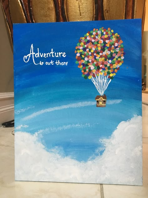 Acrylic painting for beginners, adventure is out there. #painting #acrylic #acrylicpainting #up #canvas #clouds #sky #adventure Painting Ideas On Canvas Spongebob, Aesthetic Painting Ideas On Canvas, Painting Ideas On Canvas Simple, Painting Ideas On Canvas Easy, Disney Canvas Art, Aesthetic Painting Ideas, Empty Canvas, Sky Art Painting, Easy Painting Ideas