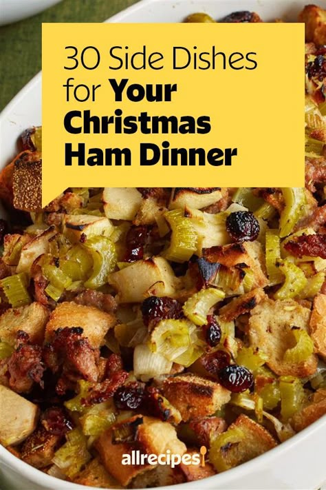 Looking for the best ham side dishes? Try cooking these easy Christmas side dish recipes! From mashed potatoes to corn casserole to stuffing and dressing, these side dish recipes are delicious Christmas dinner ideas! Sides For Ham Dinner Christmas, Side Dishes For Ham Dinner, Christmas Dinner Recipes Sides, Ham Dinner Side Dishes, Ham Dinner Sides, Ham Side Dishes, Christmas Ham Dinner, Side Dishes Christmas, Eggnog Pudding