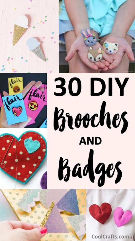 DIY Brooches: 30 Ways to Jazz-up Your Fashion, http://www.coolcrafts.com/diy-brooches/ Brooch Diy Ideas, Diy Brooch Pin Ideas, How To Make Brooches Handmade, Diy Felt Brooch, Diy Brooch Pin How To Make, Diy Brooches How To Make, Handmade Brooches Ideas Diy Projects, Diy Material Flowers, Diy Christmas Brooch