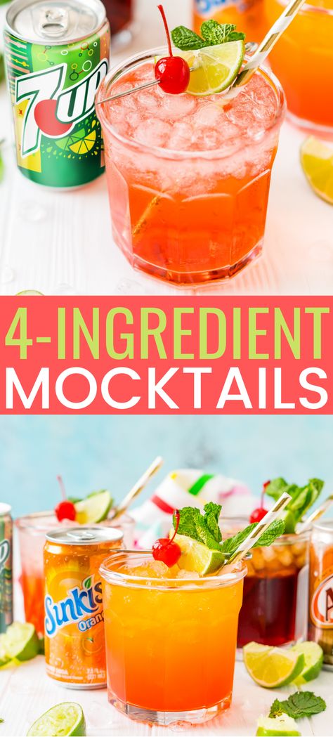 This 4-Ingredient Mocktail recipe can be made three different ways by using your favorite sodas for a bubbly and fun drink for summer entertaining. via @sugarandsoulco Drinks For Sweet 16 Party, Summer Punch Nonalcoholic, Mocktail Ideas, Summer Drinks Nonalcoholic, Drink For Summer, Easy Mocktails, Best Non Alcoholic Drinks, Easy Mocktail Recipes, Easy Alcoholic Drinks