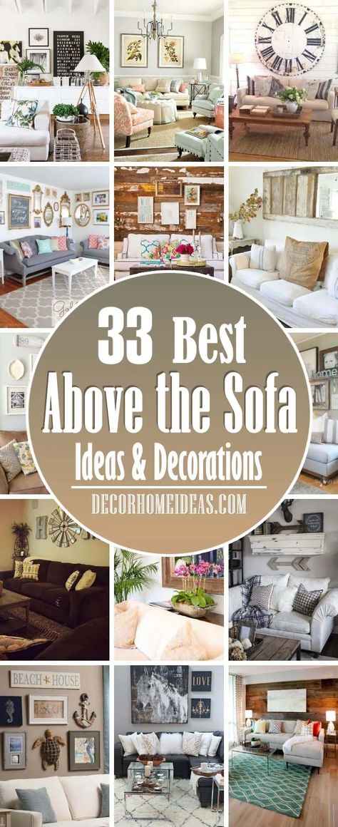 30 Creative Ideas To Decorate Above The Sofa With Style | Decor Home Ideas Living Hall Wall Decor Ideas, Over The Sofa Wall Decor Ideas Farmhouse, Wall Groupings Above Couch, Art For Behind The Couch, Large Wall Behind Couch Decor Farmhouse, Decorating Ideas For Large Wall Space Living Rooms, Above Sofa Wall Decor Ideas Living Rooms, Over The Couch Wall Decor Ideas Modern, Sofa Decoration Ideas