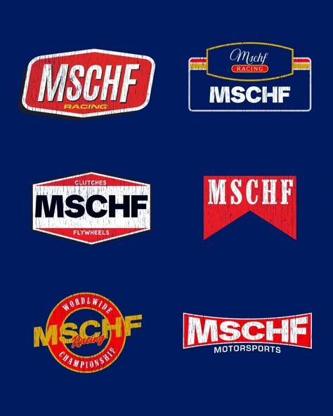 Rev up your style with these trending motorsports patch designs! 🏁 Discover the adrenaline-fueled fusion of speed and style with this concept iconic logos for MSCHF. . How many logos can you recognise from the originals style. Emblem Logo Design Ideas, Nascar Graphic Design, Racing Design Graphic, Streetwear Stickers, Studio Logo Ideas, Racing Logo Design, Racing Graphic Design, Motorsports Logo, F1 Branding