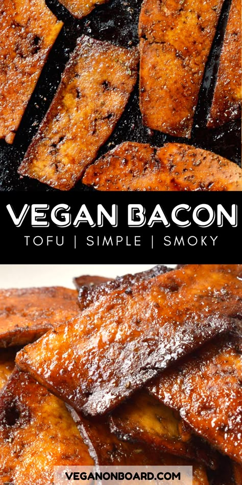 Satisfy your cravings with these mouth-watering slices of vegan bacon. These tofu strips are salty, smoky, chewy and boasting loads of that fried, umami flavour. Try this easy vegan tofu bacon recipe. Vegan Soulfood, Tofu Bacon, Recipes Tofu, Nora Cooks, Tofu Vegan, Tofu Recipes Vegan, Vegan Meat, Vegan Bacon, Bacon Recipes