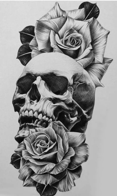 Skull Rose Tattoos, Skull Art Tattoo, Skull Sleeve Tattoos, Skull Sleeve, Tattoo Inspiration Men, Skull Tattoo Design, Tattoo Arm, Tattoo Art Drawings, Skull Tattoos