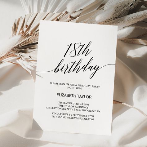 Eighteenth Birthday Invitation, Invitation Birthday 18th, 18th Birthday Invitation Ideas, 18th Birthday Party Invitations, 18th Debut Ideas, 18th Birthday Invites, 18th Birthday Invitation, Birthday Romantic, Debut Theme