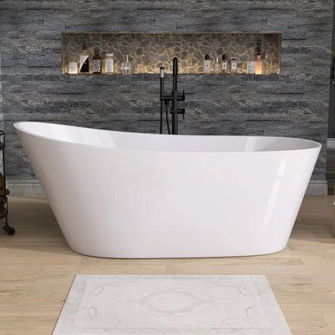 67" x 30" Acrylic Freestanding Bathtub Adjustable Soaking Bath Tub Oval Shape Modern Free Standing Bath Tub Shower Combo, Soaking Tubs For Small Bathrooms, Bath Tubs Free Standing, Stand Alone Tub Master Bath, Free Standing Bath Tub Ideas, Ergonomic Bathtub, Vessel Tub, Soaker Tub Bathroom Ideas, Soaking Tub Ideas