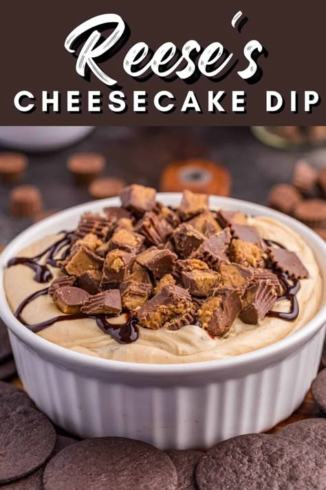 Reese's Cheesecake, Reeses Cheesecake, Dips Sweet, Peanut Butter Cream Cheese, Dessert Dip Recipes, Buckeyes Recipe, Peanut Butter Cup Cheesecake, Peanut Butter Dip, Peanut Butter Cream