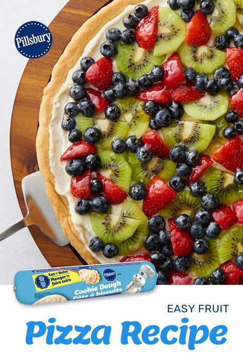 Pillsbury Fruit Pizza Sugar Cookie, Fruit Pizza Pillsbury Sugar Cookie, Easy Fruit Pizza Sugar Cookie Pillsbury, Pillsbury Fruit Pizza, Fruit Pizza Sugar Cookie Pillsbury, Sugar Cookie Fruit Tart, Pillsbury Sugar Cookie Dough, Sugar Cookie Pizza, Fruit Pizza Sugar Cookie Recipe