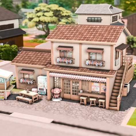 Bubble tea store 🧋🌸 | noCC 🛠️ packs used: EP: Snowy escape, For rent, High school years SP: Romantic Garden 🏷️: @ea @thesims #sccregram… | Instagram Ts4 Snowy Escape Cc, Bubble Tea Store Design, Sims 4 Bakery Build Layout, Sims 4 Bubble Tea, Cute Sims House, Snowy Escape House Sims 4, Sims 4 Bubble Tea Shop, Sims 4 Cafe Ideas, Sims 4 Store Build