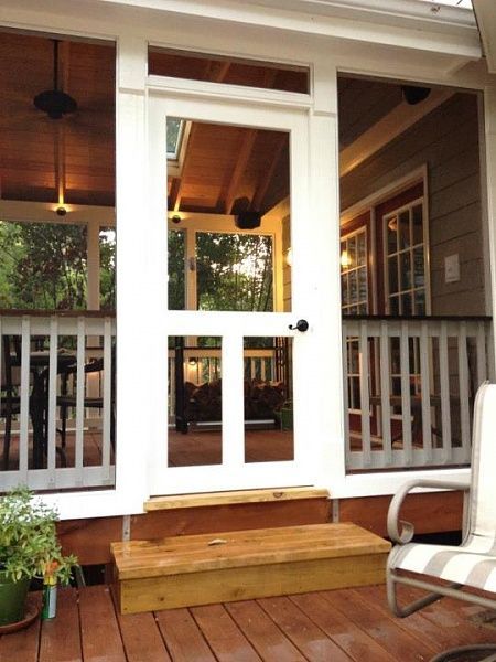 Screened Porch Love | Content in a Cottage Cozy Porches, Farm Porch, Screened Deck, Screened Porch Designs, Building A Porch, Porch Doors, Screen Porch, House With Porch, Home Porch