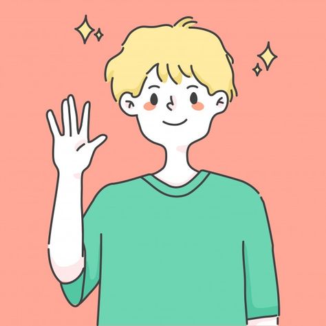 Boy waving hand greeting cute people ill... | Premium Vector #Freepik #vector #hand #cartoon #cute #person Guy Waving Drawing, Waving Hand Drawing Reference, Hand Wave Drawing, Greeting Illustration, Hand Cartoon, Waving Hand, Cute People, Wave Drawing