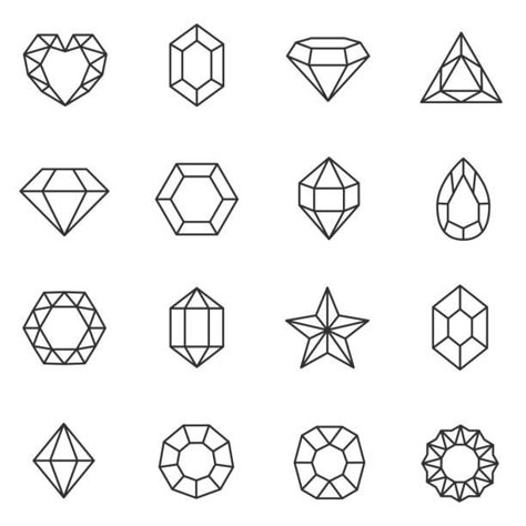 Gem Illustration Gemstones, Crystal Vector Art, Gem Stone Illustration, Diamond Shapes Drawing, Gemstone Graphic Design, Crystal Illustration Graphic Design, Gemstone Tattoo Design, Gemstone Doodle, Jewel Clipart