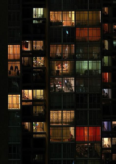 Night apartments Cool Apartments, Cinematic Photography, An Apartment, City Aesthetic, Apartment Building, Photography Inspo, Metropolis, Aesthetic Photography, The Window