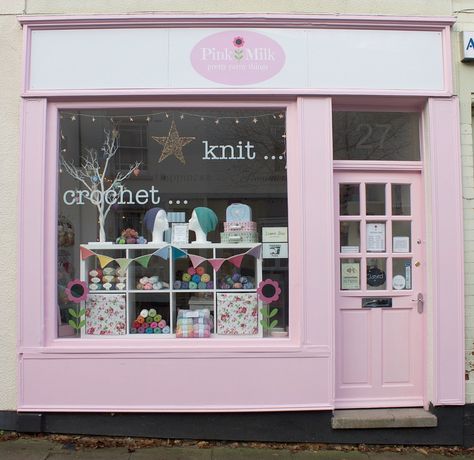 Boutique Patisserie, Pink Cafe, Haberdashery Shop, Store Window Displays, Boutique Display, Pink Shop, Store Interiors, Pink Milk, Shop Fronts