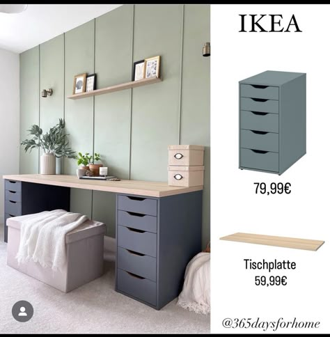 Study Room Decor Ideas Diy, Ikea Study Desk, Cheap Ikea Desk, Ikea Workspace, Ikea Study, Study Room Decor Ideas, Ikea Office Hack, Home Office Hacks, Amazing Home Office