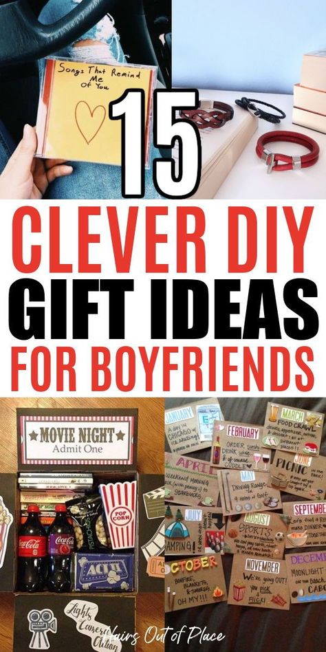 Easy and cute ideas of DIY gifts for your boyfriend! Whether your relationship is long distance, it be for a special occasion, or something simple just because, he will love any of these 15 unique gift ideas! Inmate Gift Ideas, Diy Bf Presents, Small Boyfriend Gifts Diy, Gift Ideas Valentines Day Boyfriends, Free Anniversary Gifts For Him, Valentine Gifts For Your Boyfriend, Simple Gifts For Boyfriend Just Because, Special Diy Gifts For Boyfriend, Countdown Gift Ideas For Him