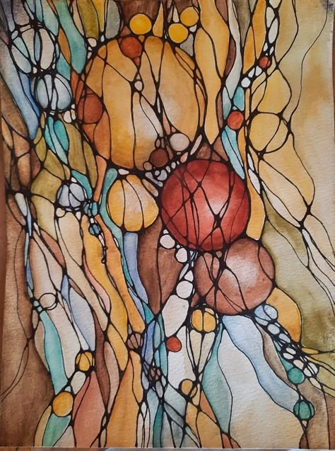 Neuroscience Art, Neurology Art, Neurographic Art, Zen Doodle Art, زجاج ملون, Watercolour Inspiration, Abstract Watercolor Art, Intuitive Art, Zentangle Drawings