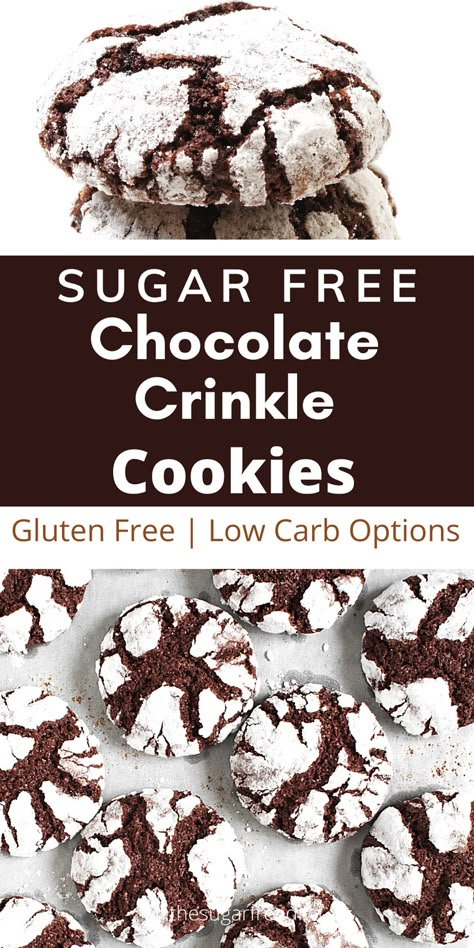 Sugarless Cookies Recipes, Keto Crinkle Cookies, Diabete Cookie Recipes, Recipes With Allulose, Sugar Free Pudding Cookies, Sugar Free Holiday Cookies, Christmas Candy For Diabetics, Gluten Free And Sugar Free Cookies, Sugar Free Holiday Treats