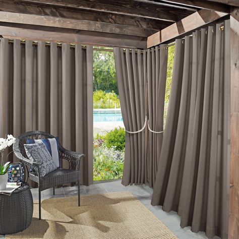 Sun Zero Indoor/Outdoor Woven Solid Window Curtain - Walmart.com - Walmart.com Design Per Patio, Outdoor Drapes, Sun Zero, Garden Door, Patio Curtains, Brick Exterior House, Outdoor Curtains, Decor Pillows, Patio Spaces