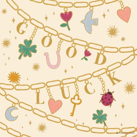 Obsessed with drawing lucky charms 🍀✨🩷🐞 . . . . #goodluck🍀 #charmbracelet #charmbracelets #greetingcards #greetingcarddesign… | Instagram Good Luck Charm Wallpaper, Lucky Charms Craft, Lucky In Love Theme, Lucky Charms Aesthetic, Good Luck Babe, Clover Illustrations, Positivity Illustration, Lucky Aesthetic, Best Friends Art