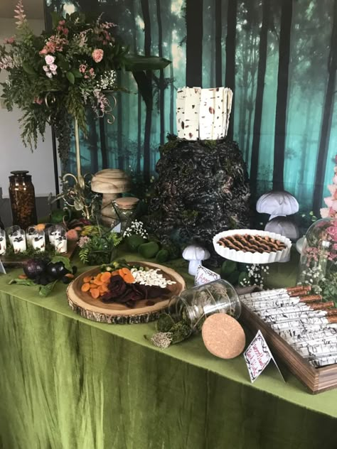 Whimsical Forest Party Decor, Indoor Enchanted Forest Party, Enchanted Forest Picture Backdrop, Magical Forest Party Decor, Enchanted Winter Forest Birthday Party, Dark Forest Birthday Party, Magic Forest Party Ideas, Fantasy Forest Party Decorations, Enchanted Forest Bachelorette Party