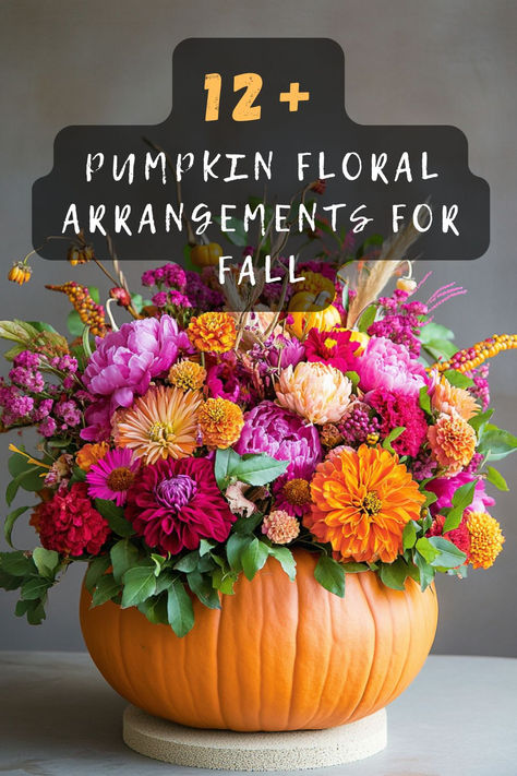 Combine the rustic charm of pumpkins with the delicate beauty of flowers! Ready to create eye-catching centerpieces? Click for unique pumpkin floral arrangement ideas. 🎃🌸 #PumpkinFloral #FallDecor #CenterpieceIdeas #AutumnArrangements #DIYDecor Pumpkins And Flowers Centerpieces, Floral Arrangement In Pumpkin, Pumpkin With Flowers Centerpiece, Flower Arrangement In Pumpkin, White Pumpkin Floral Arrangements, Flowers In Pumpkins Floral Arrangements, Flowers In A Pumpkin, Floral Pumpkin Centerpiece, Pumpkin Arrangements Floral Centerpieces