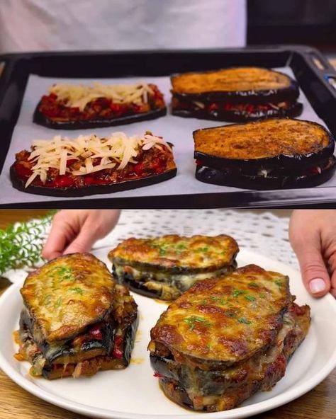 Baked Eggplant With Savory Meat Filling, Eggplant And Meat Recipes, Cabbage And Eggplant Recipes, Lentil Pizza, Baked Eggplant Slices, Eggplant Recipes Healthy, Energy Bars Recipe, Eggplant Recipe, Baked Eggplant