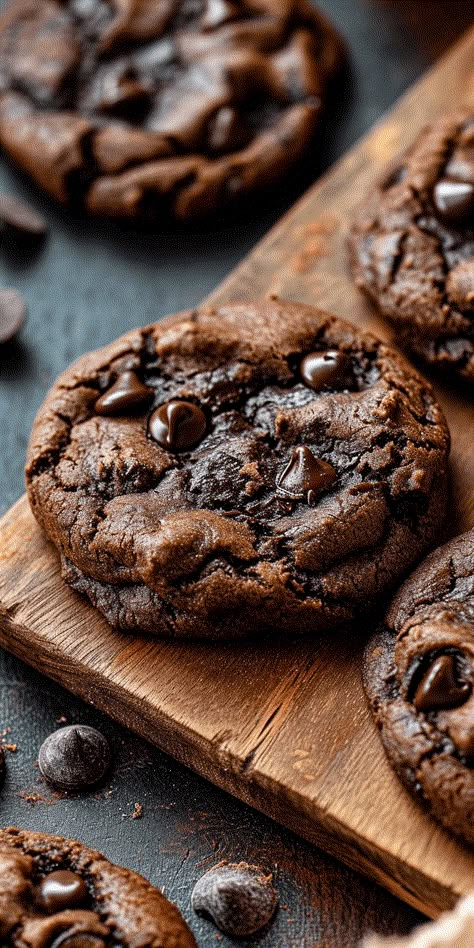 Double Chocolate Chip Cookies [30 Minutes] - Chasety Double Chocolate Desserts, Chocolate Cookie Photography, Chocolate Chip Cookie Food Photography, Double Chocolate Cookies Chewy, Chocolate Chip Cookie Photography, Cookie Photography Ideas, Photographing Cookies, Crumbl Cookie Chocolate, Bakery Photography Ideas