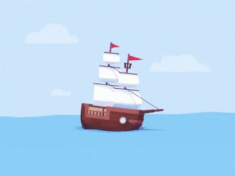 Ocean Illustration Waves, Clouds Animation, Boat Animation, Ocean Gif, Waving Gif, Pirate Images, Boat Cartoon, Walking Animation, Ocean Illustration