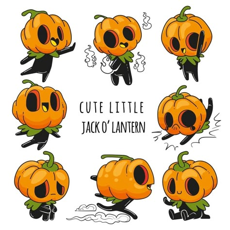 cute little jack o lantern vector set, halloween jack o lantern Pumpkin Guy Drawing, Drawn Pumpkin Faces, Pumpkin Person Art, Kawaii Jack O Lantern, Jack O Lantern Character Design, Pumpkin People Drawings, Cute Halloween Pumpkin Drawing, Pumpkin Head Oc, Pumpkin Character Design