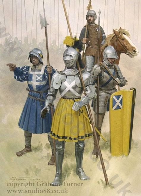 Scottish Soldiers, Battle of Flodden, 1513 William Graham, Scottish Knight, Graham Turner, Medieval Warfare, Warriors Illustration, Century Armor, Historical Warriors, Early Modern Period, Historical Armor