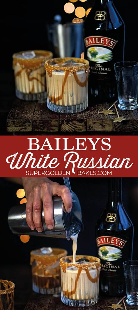 This ridiculously indulgent Baileys White Russian packs a real punch! The perfect drink for Christmas or St. Patrick’s Day #WhiteRussian #Baileys #StPatricksDay #cocktails #supergoldenbakes Baileys Recipes Drinks, Holiday Cocktails Christmas, Baileys Drinks, Baileys Cocktails, White Russian Recipes, Christmas Drinks Alcohol Recipes, Christmas Drinks Alcohol, Hp Sauce, Baileys Recipes