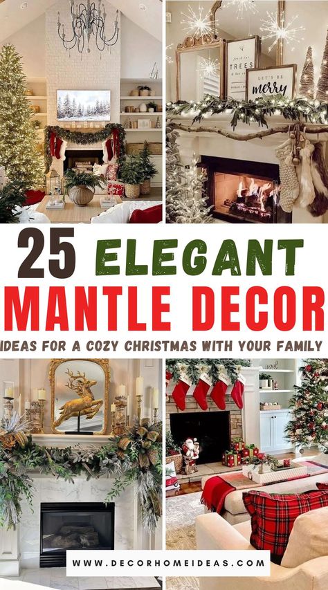 Wondering how to adorn your mantle? Explore 25 charming Christmas mantle decor ideas, from classic garlands to personalized ornaments. Elevate your holiday ambiance now! Christmas Tree On Mantle, Christmas Decor For Mantle Fireplaces, Christmas Mantle With Mirror, Mantle Ideas Fireplace, Plants As Centerpieces, Christmas Mantles Ideas Fireplaces, Holiday Mantel Decorating Ideas, Christmas Mantle Decor Fireplaces, Christmas Mantle Decor Ideas