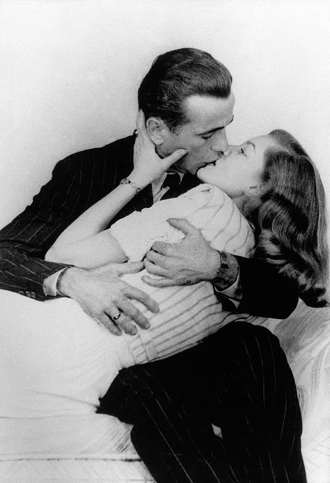 This Is Why Bogie and Bacall Had the Best Love Story, Ever - Hollywood Reporter Bogie And Bacall, Lauren Bacall, Humphrey Bogart, Couple Pose, Pose Ref, Old Love, The Kiss, Poses Reference, Art Refs