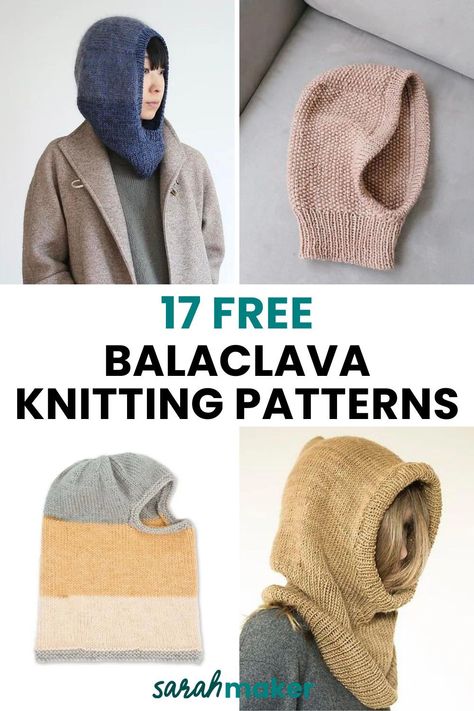 Whether you love spending time outside in the winter or just want to stay warm and cozy, knit balaclavas are the best way to keep your head and face toasty! They come in many styles – tight-fitting for sports, loose and stylish for wearing around town, or anything in between! Find your next balaclava knitting pattern in this collection of 17 free balaclava knitting patterns for beginner and intermediate knitters. Cavetown Balaclava Pattern, How To Make A Balaclava Scarf, Hood Knitting Pattern Free, Kids Balaclava Knitting Pattern Free, Knitting Balaclava Free Pattern, Cowl Hood Knitting Patterns Free, Winter Knitting Patterns Free, Crochet Baclava Pattern Free, Baklava Knitting Pattern