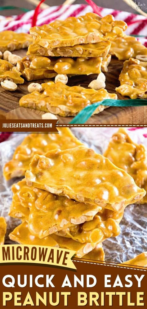 Microwave Peanut Brittle Recipe, homemade candy, desserts Microwave Peanut Brittle Recipe, Easy Peanut Brittle Recipe, Easy Christmas Treat, Homemade Peanut Brittle, Microwave Peanut Brittle, Peanut Brittle Recipe, Easy Candy Recipes, Brittle Recipes, Christmas Desserts Easy